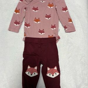 Little Sleepies Fox Outfit | Bodysuit + Patch Leggings | 0–3 Months | GUC